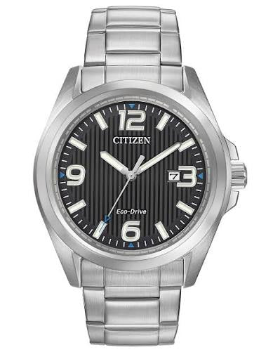 Citizen Black Face Eco-Drive Silver-Toned Watch