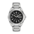 Citizen Eco-Drive Black Face Silver Band Watch