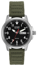 Citizen Black Face with Green Band Watch